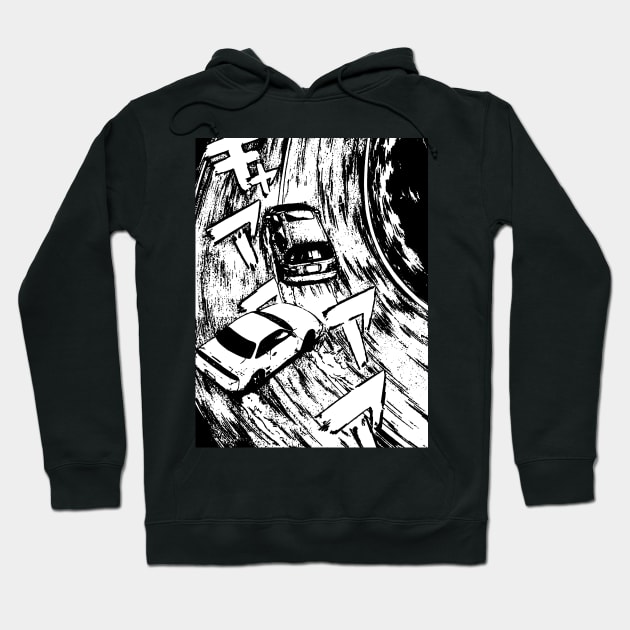 JDM Japanese Drift Racer Drifting Racing Car Anime Manga Eurobeat Intensifies Aesthetic #10 Hoodie by Neon Bang Bang